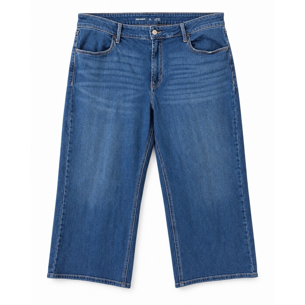 Old Navy Wow Wide Leg Capri Jeans Womens Plus 18 Petite High Rise Blue Denim